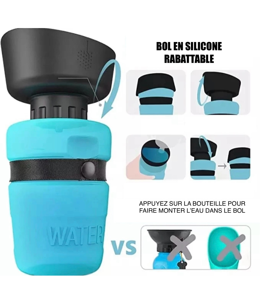 Gourde avec bol silicone rabattable