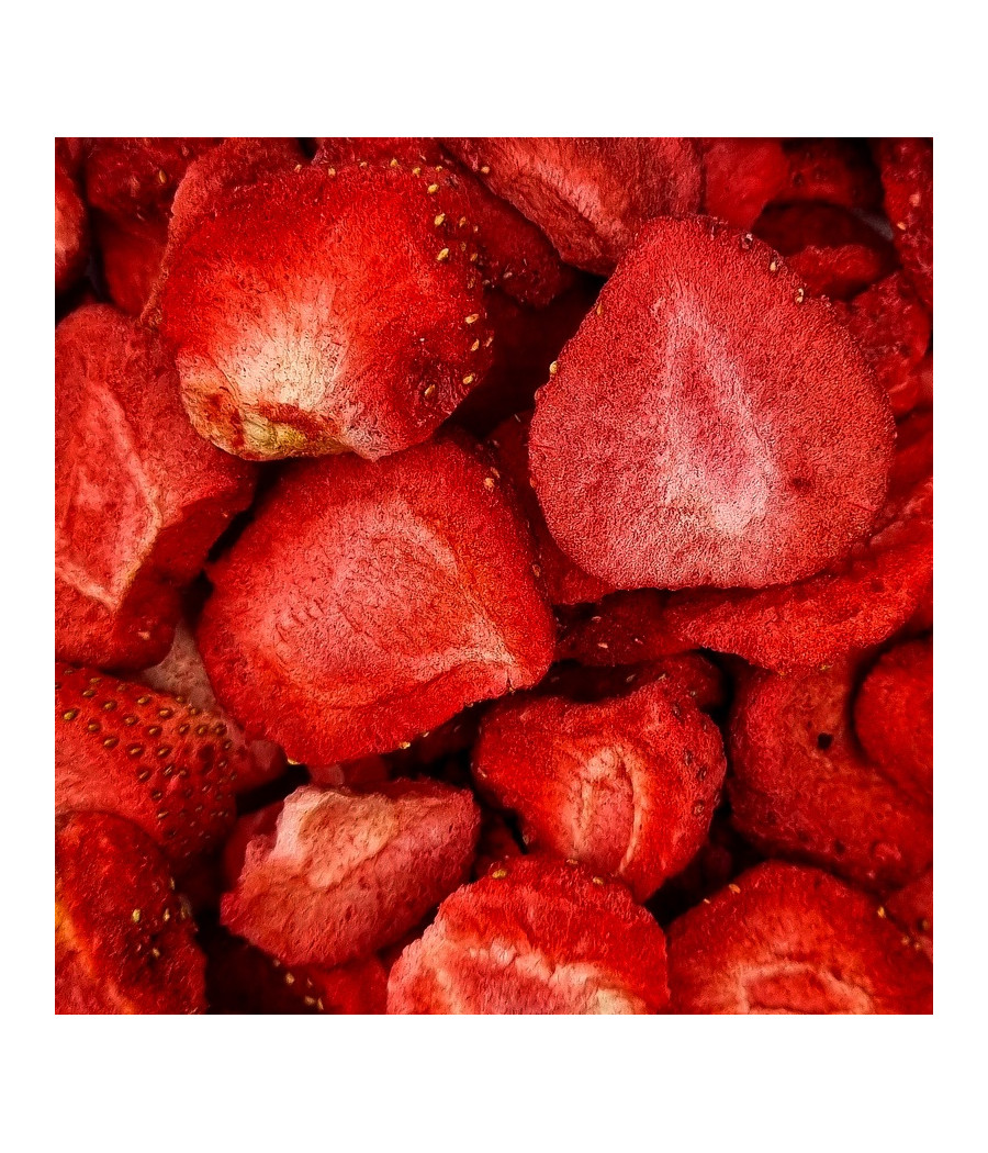 Chips de fraises lyophilisées