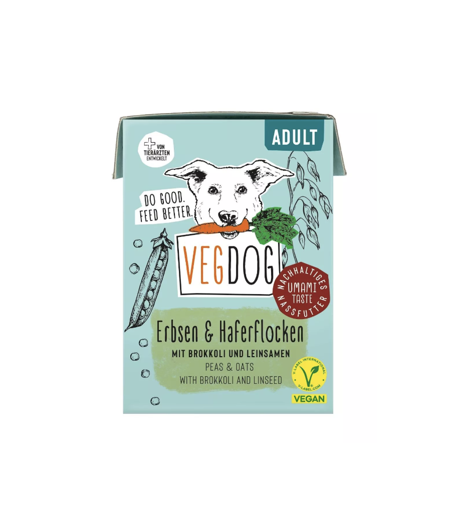 Aliment humide végétalien Petits pois Flocons d'avoine VegDog