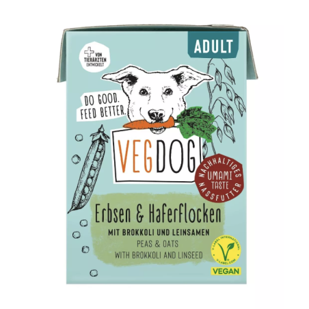 Aliment humide végétalien Petits pois Flocons d'avoine VegDog